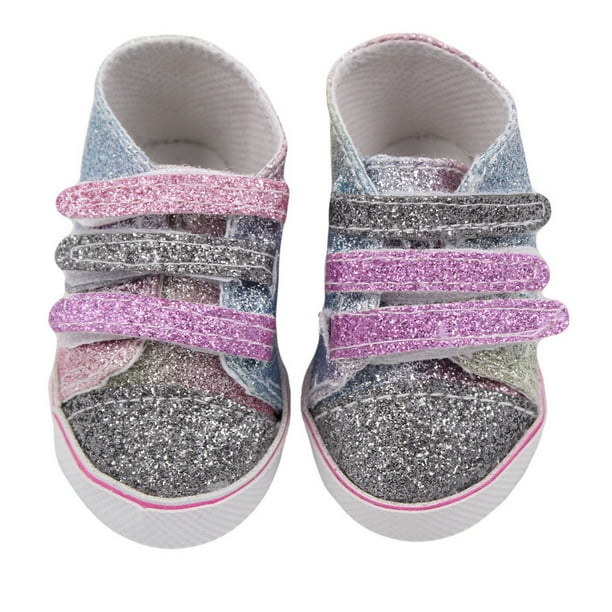 American Girl Doll Light up Shoes Glitter Pink Canvas for 18/'/' doll shoes cloth